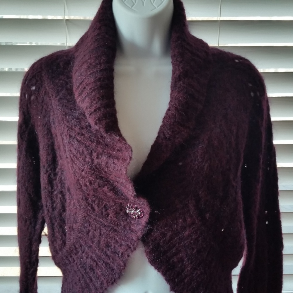 LOFT Plum Shrug Sweater Medium - Picture 5 of 8